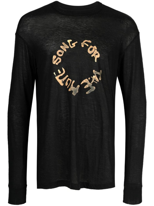 Black Circle Print Long-sleeved T-shirt