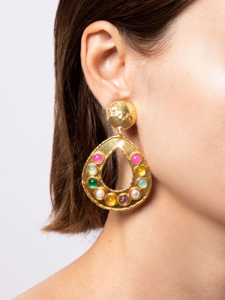 Gold-plated Thalita Crystal Drop Earrings