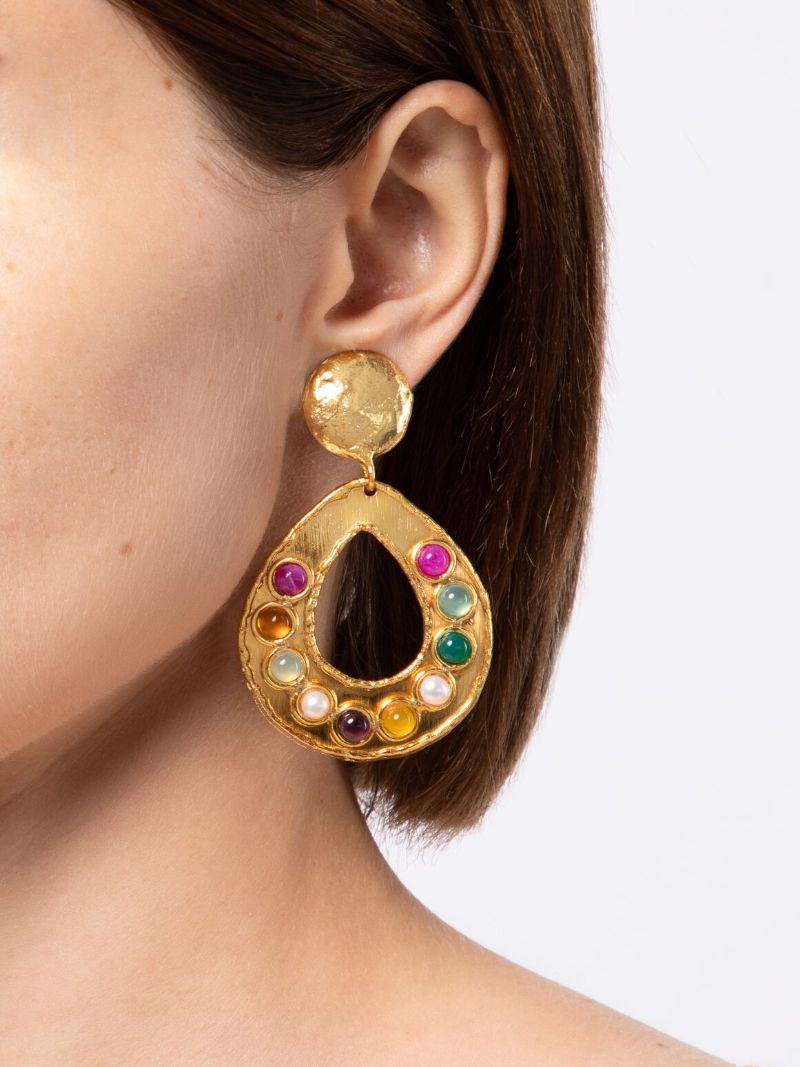 Gold-plated Thalita Crystal Drop Earrings