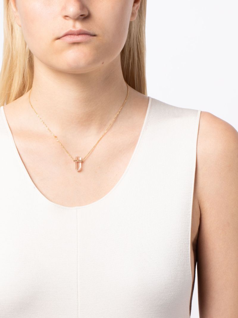 14k Yellow Gold Quartz Necklace