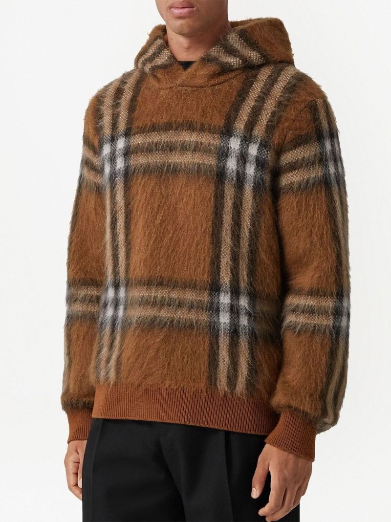 Brown Exaggerated Check Hoodie
