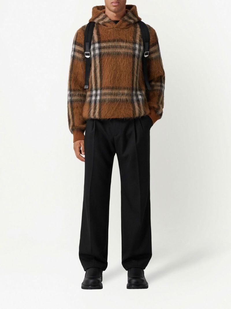 Brown Exaggerated Check Hoodie