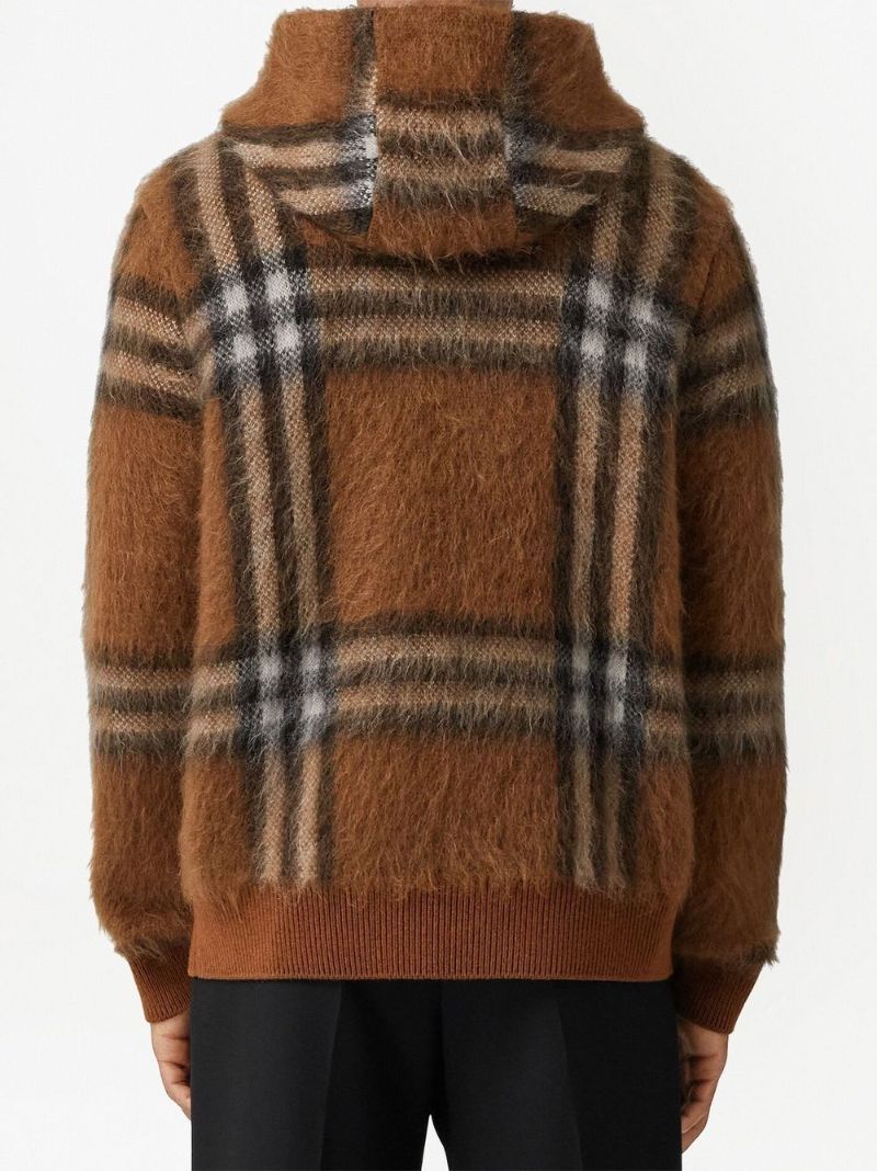 Brown Exaggerated Check Hoodie