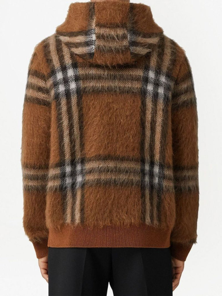 Brown Exaggerated Check Hoodie