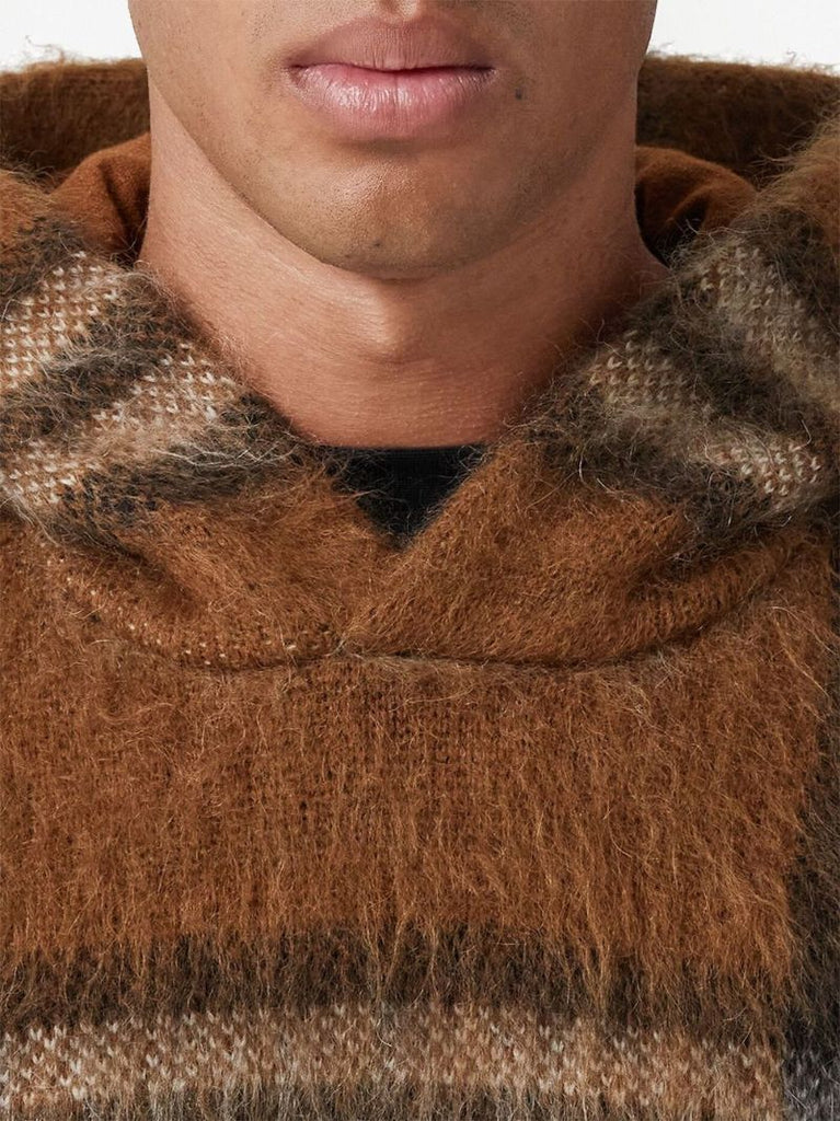 Brown Exaggerated Check Hoodie