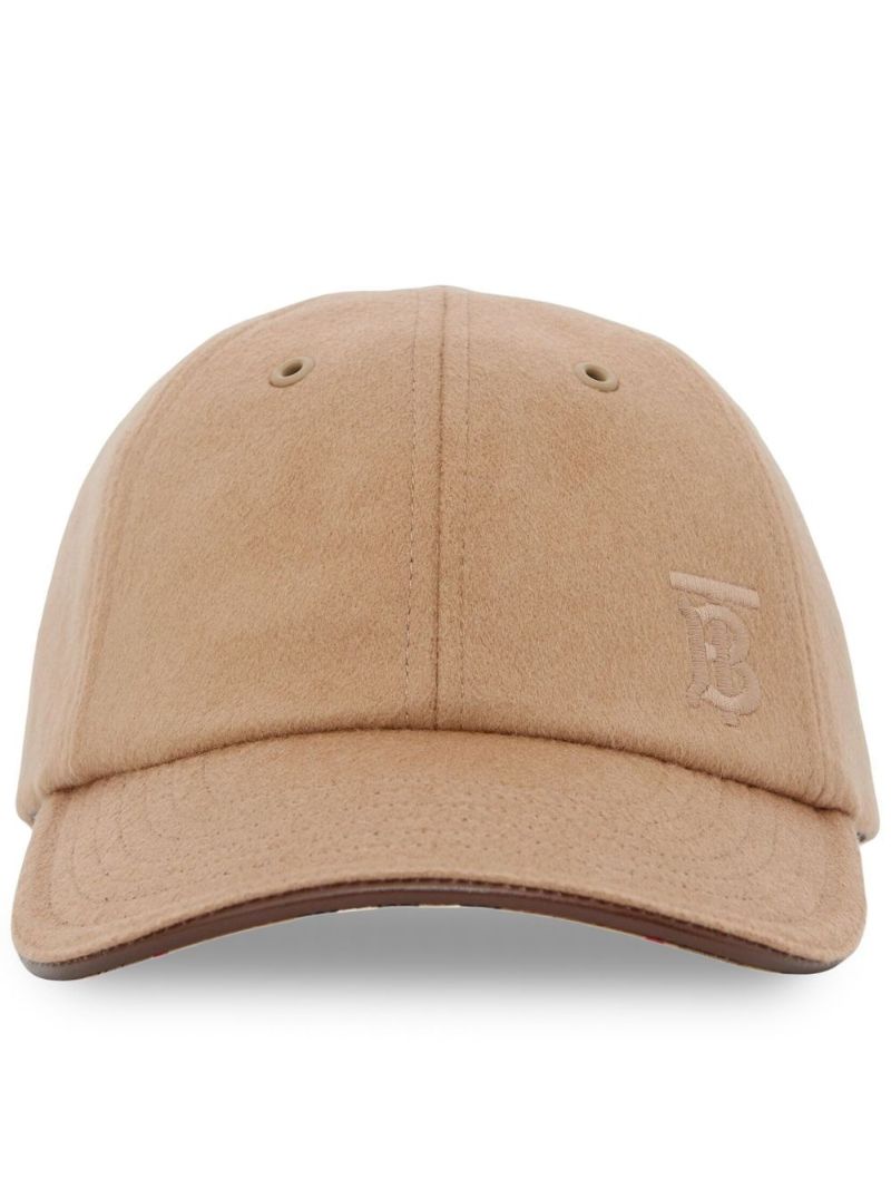 Neutral Embroidered Monogram Cashmere Cap