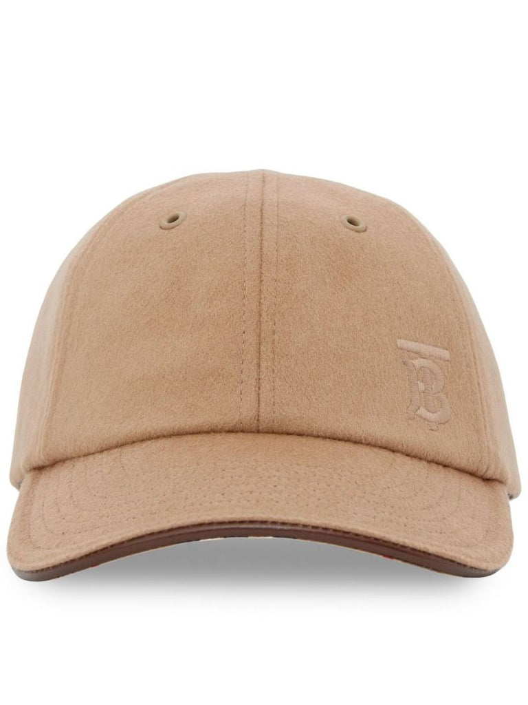 Neutral Embroidered Monogram Cashmere Cap