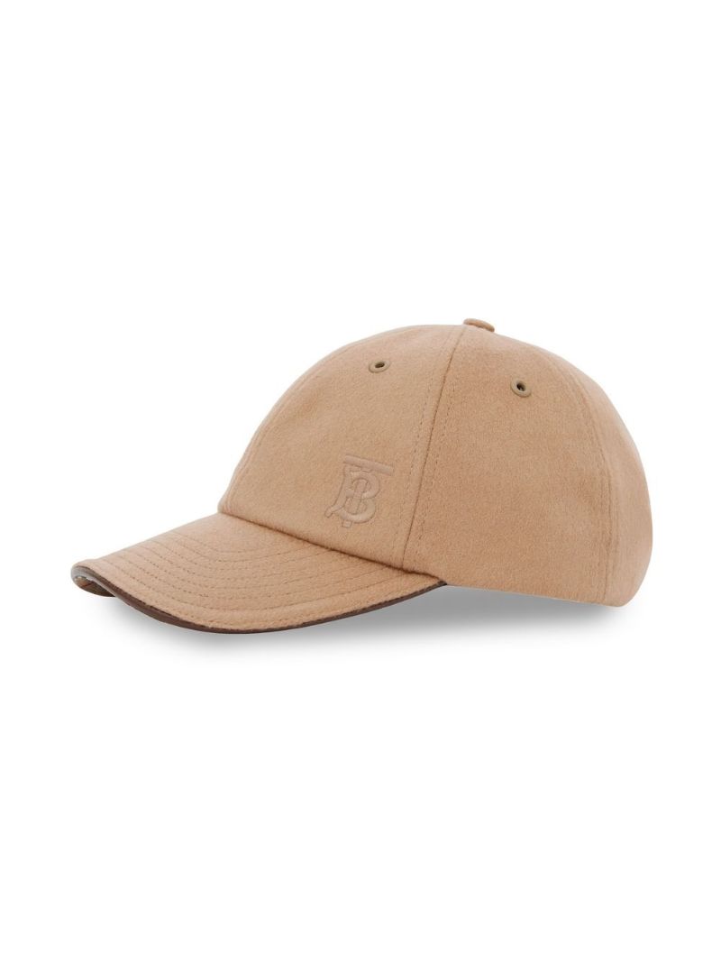 Neutral Embroidered Monogram Cashmere Cap