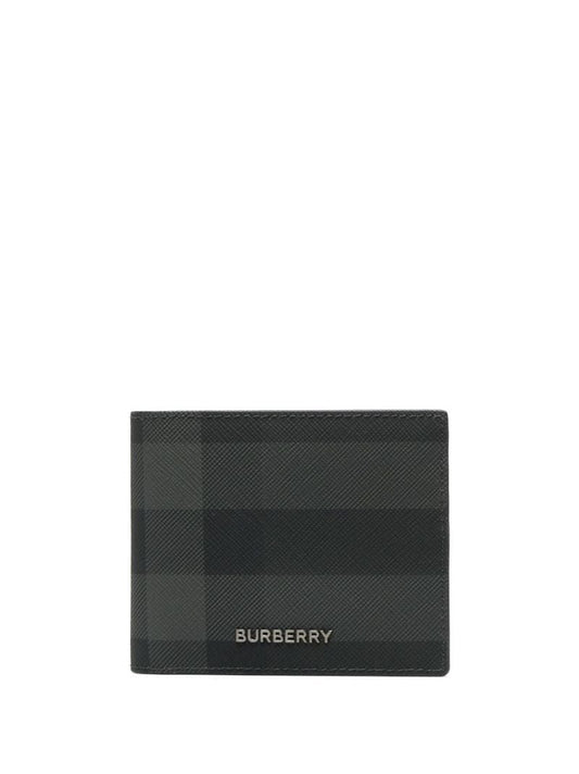 Black Core Check Leather Bi-fold Wallet