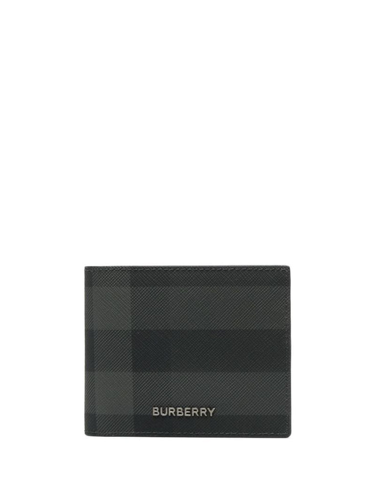 Black Core Check Leather Bi-fold Wallet
