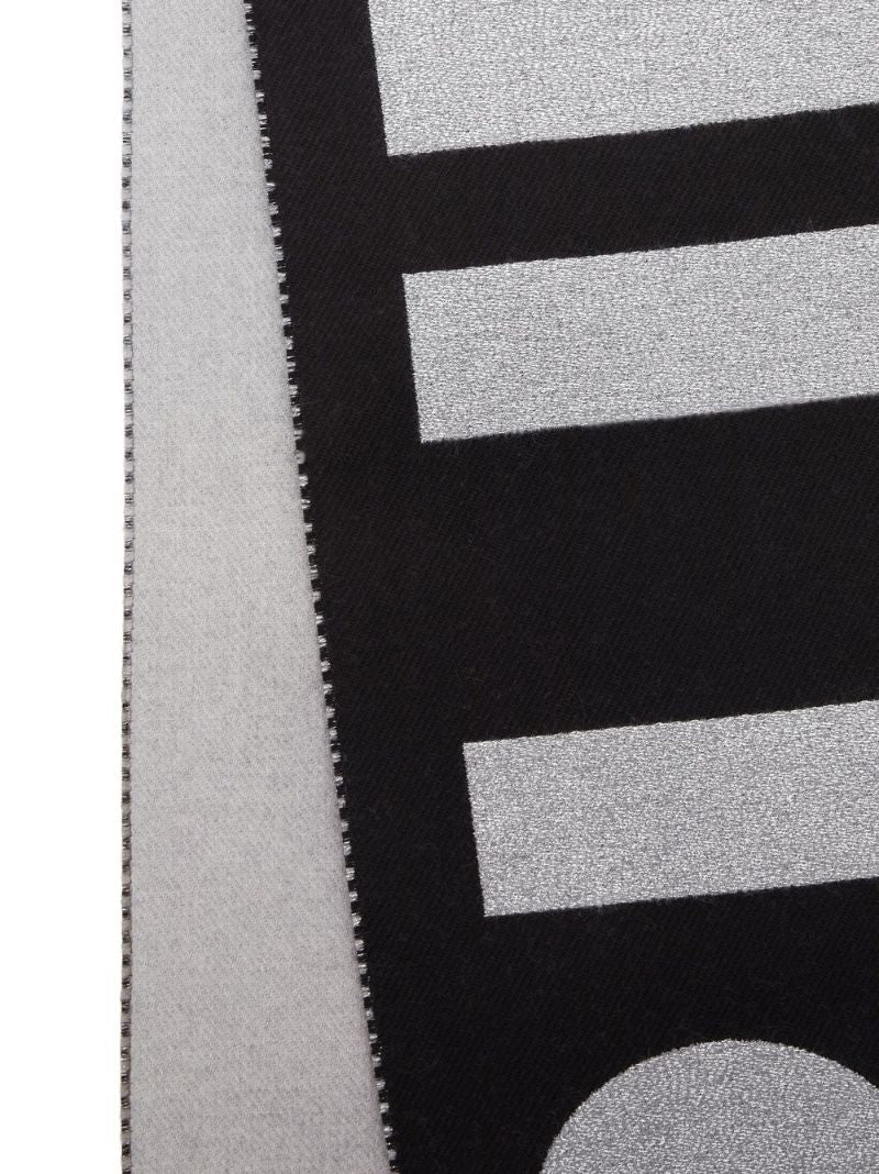 Black Logo Jacquard Wool Scarf