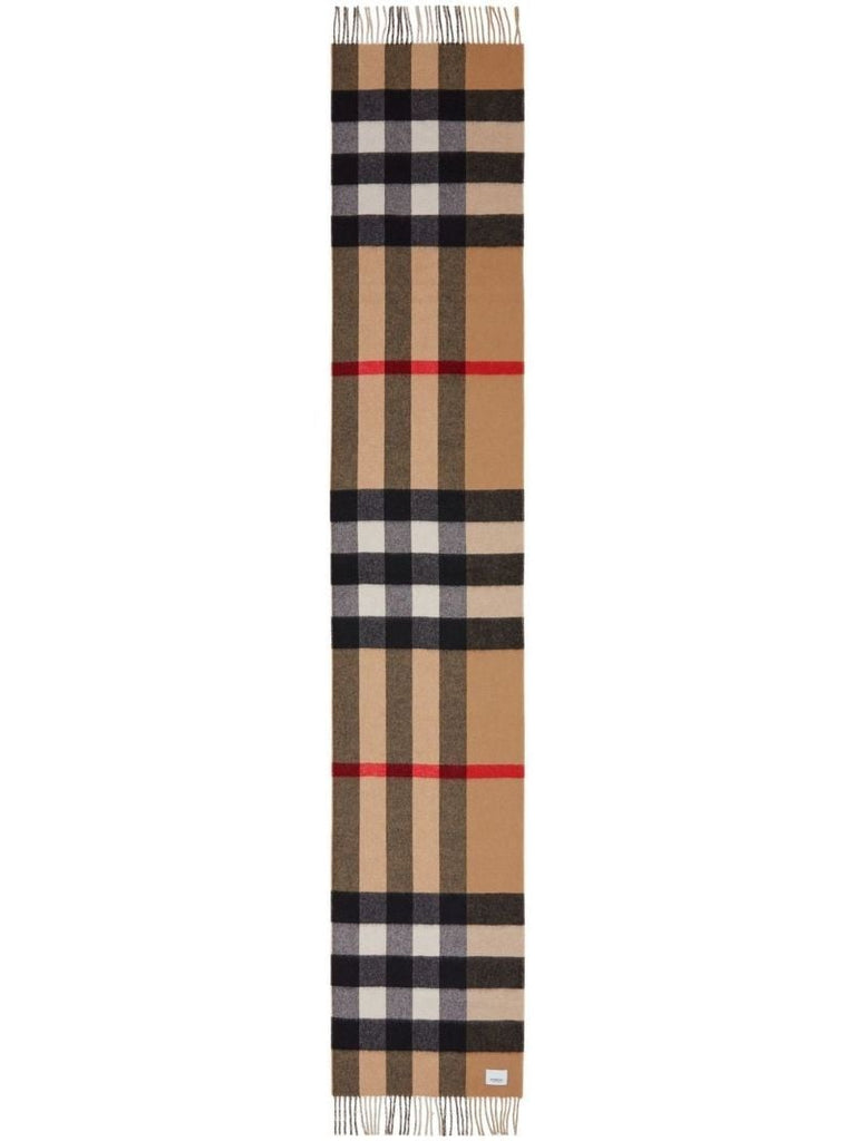 Beige Reversible Check and Monogram Cashmere Scarf