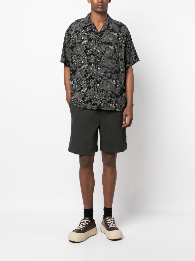 Black Floral Print Hawaiian Shirt