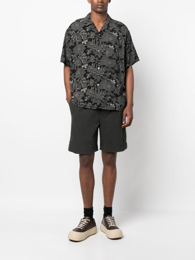 Black Floral Print Hawaiian Shirt