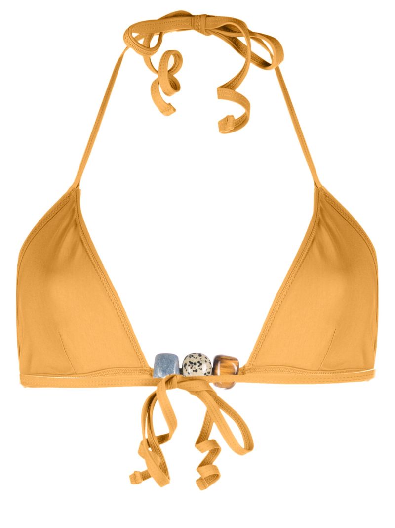 Yellow Gemstone-embellished Bikini Top