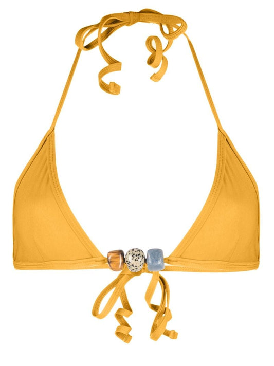 Yellow Gemstone-embellished Bikini Top