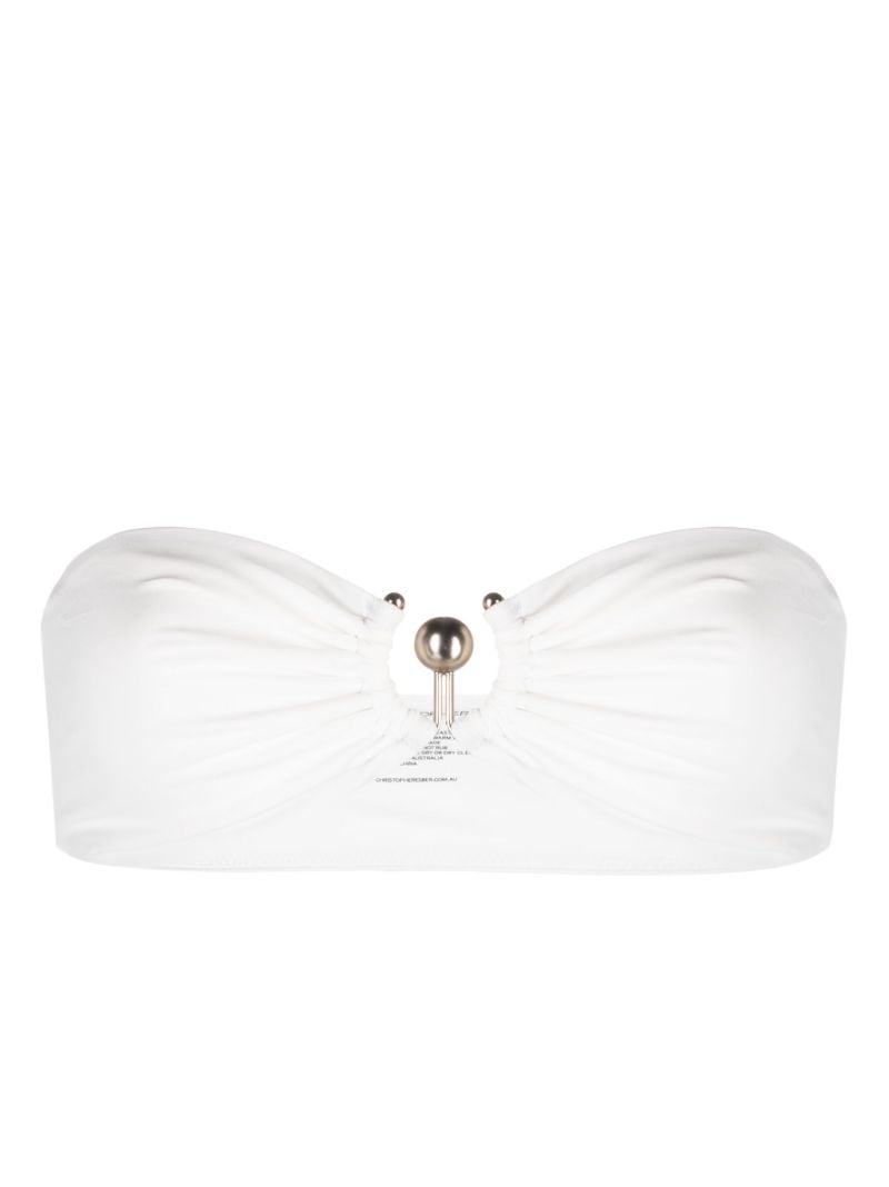 White Orbit Ruched Bandeau Bikini Top