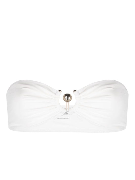 White Orbit Ruched Bandeau Bikini Top