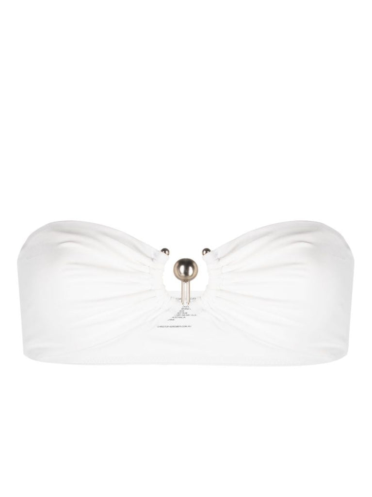 White Orbit Ruched Bandeau Bikini Top