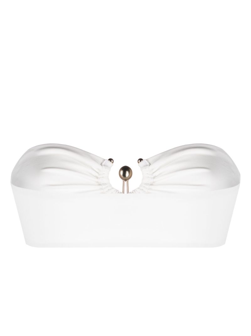 White Orbit Ruched Bandeau Bikini Top