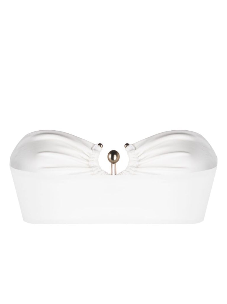 White Orbit Ruched Bandeau Bikini Top
