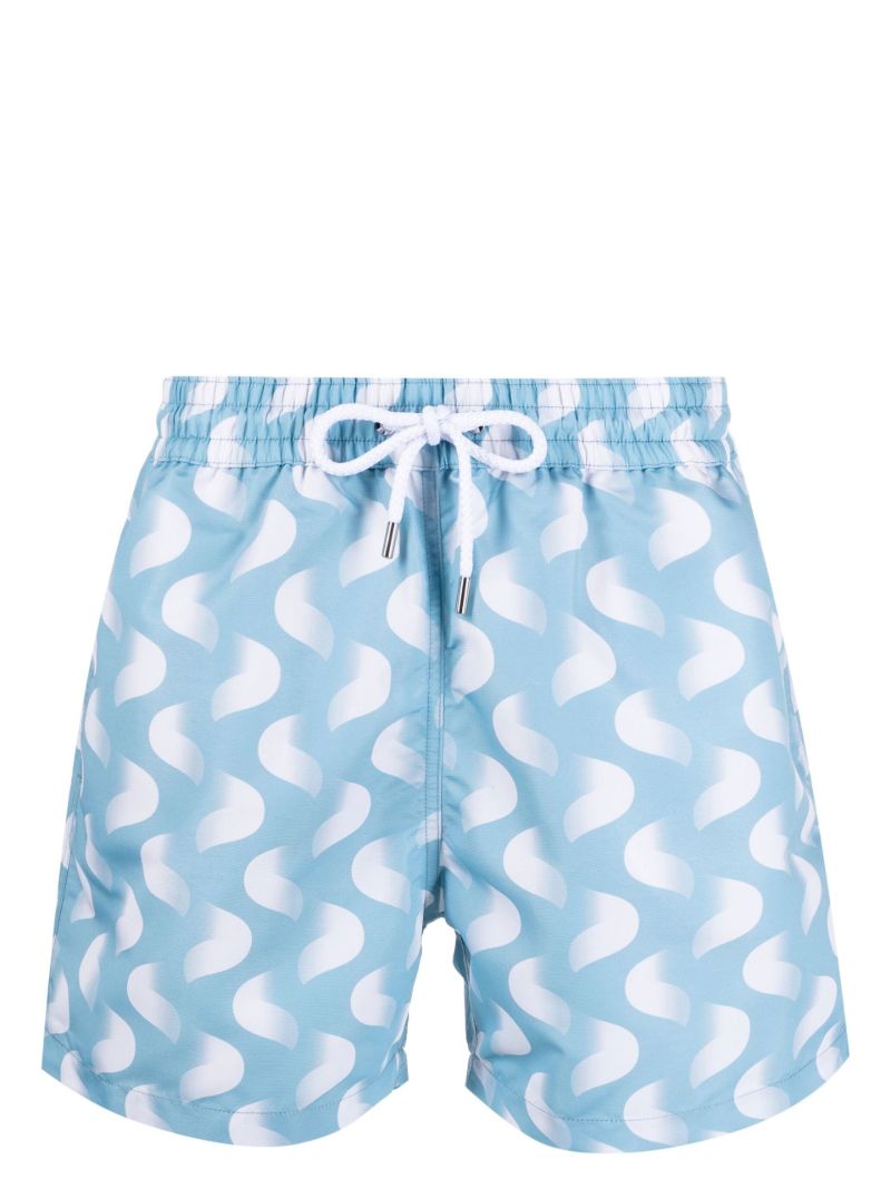 Blue Wave Print Swim Shorts