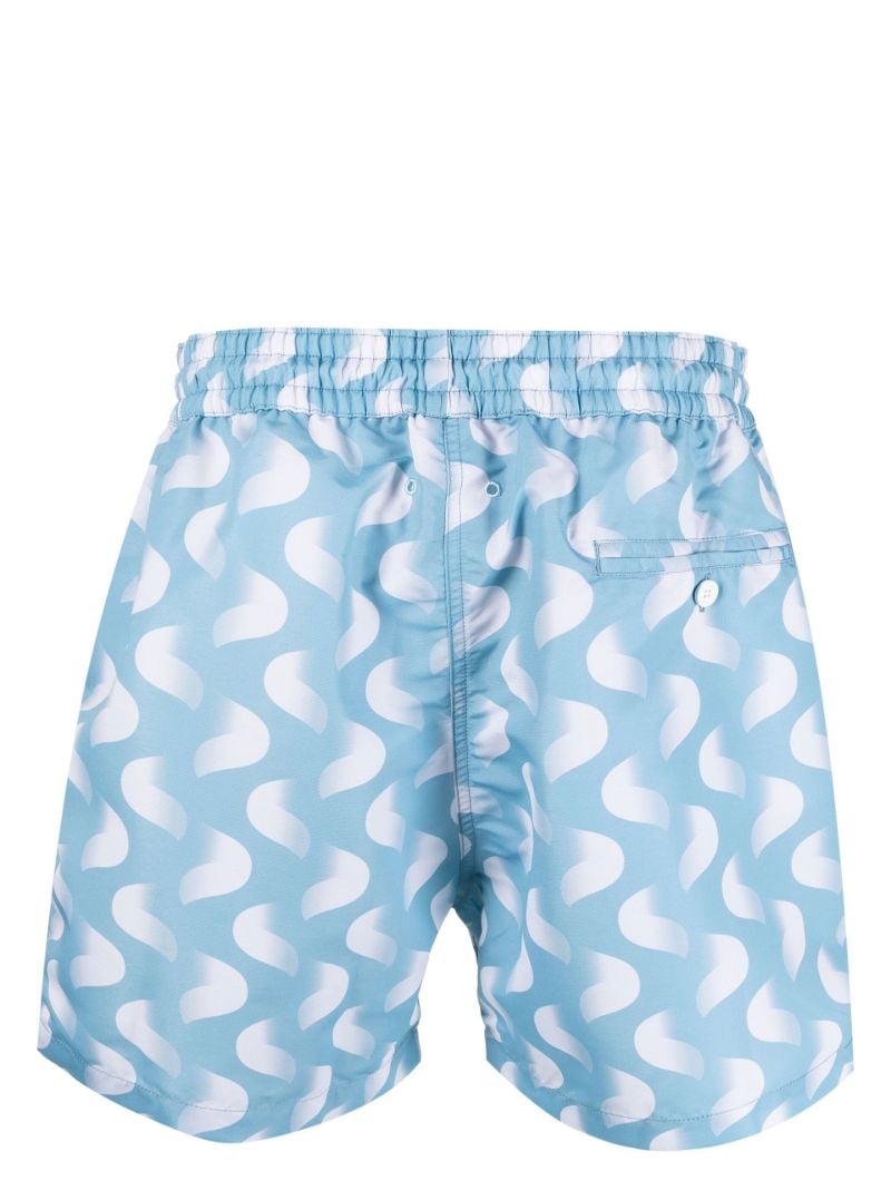 Blue Wave Print Swim Shorts