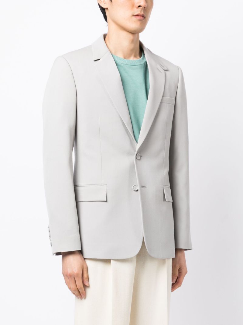 Grey Single-breasted Virgin Wool Blazer