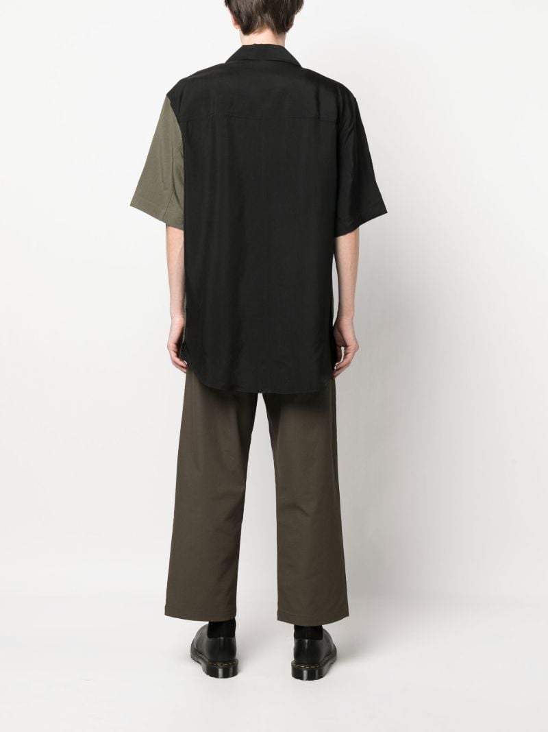 Black Two Tone Camp Collar Shirt