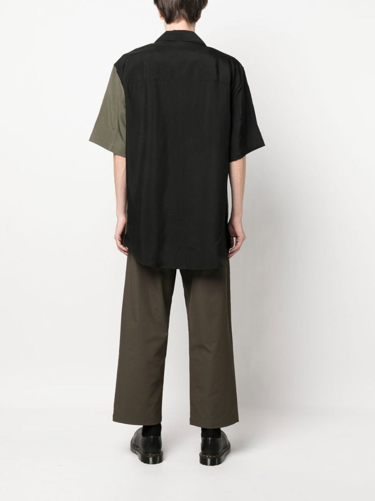 Black Two Tone Camp Collar Shirt