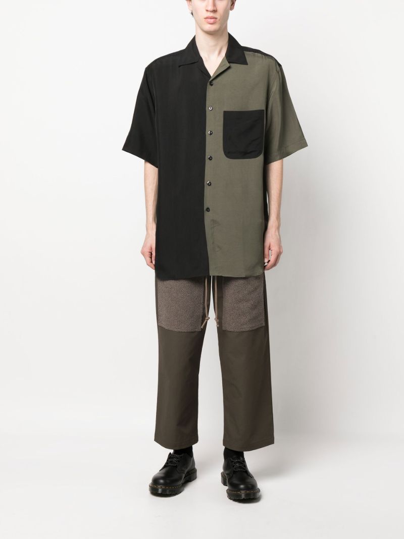Black Two Tone Camp Collar Shirt