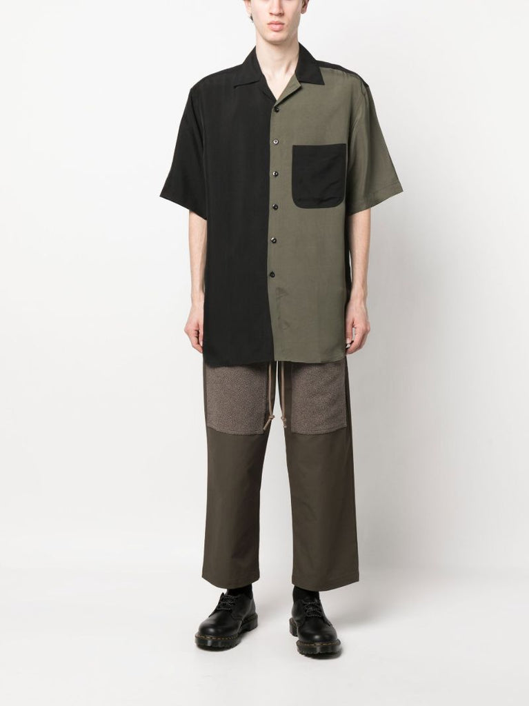Black Two Tone Camp Collar Shirt