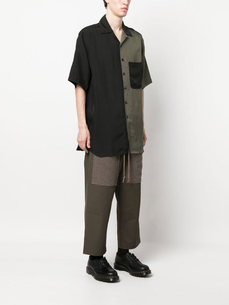 Black Two Tone Camp Collar Shirt