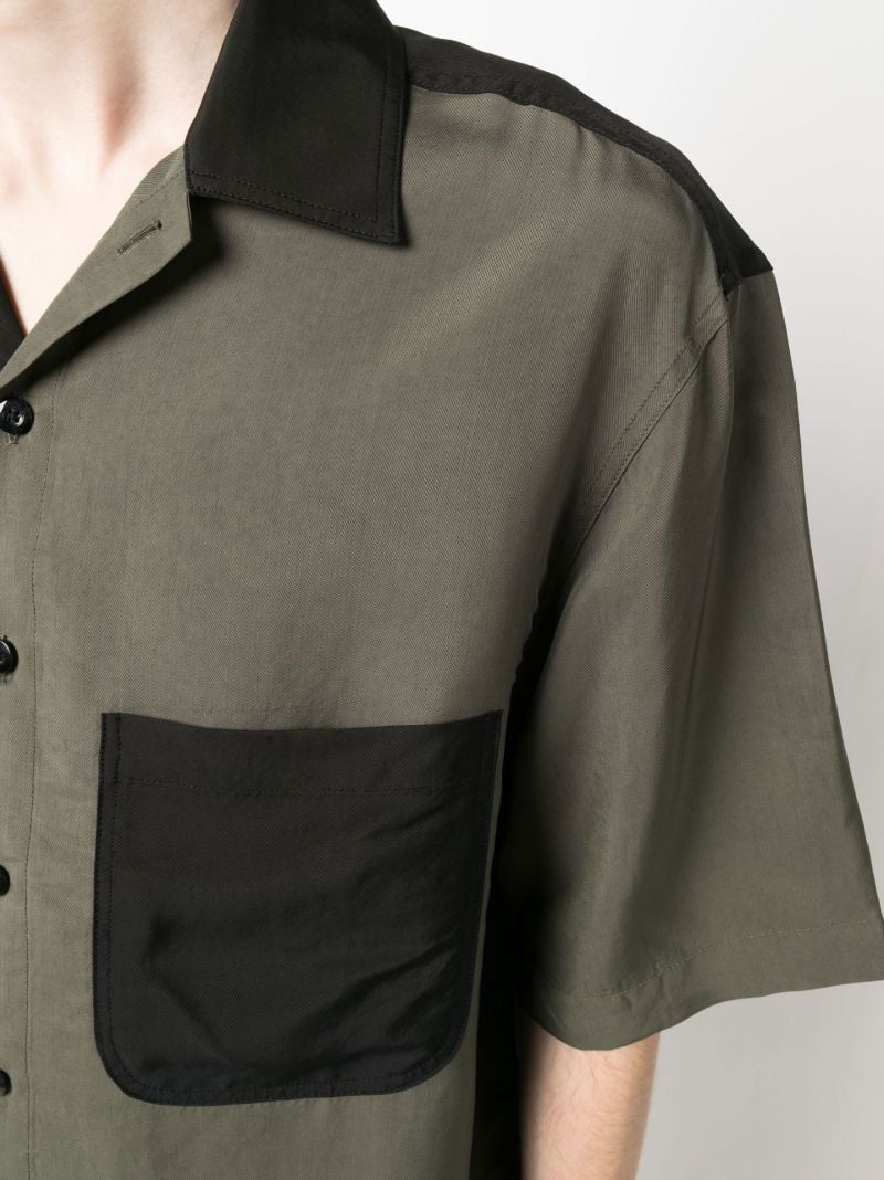 Black Two Tone Camp Collar Shirt