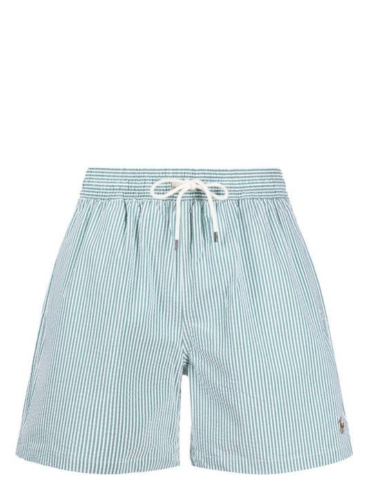 Green Traveler Striped Swim Shorts