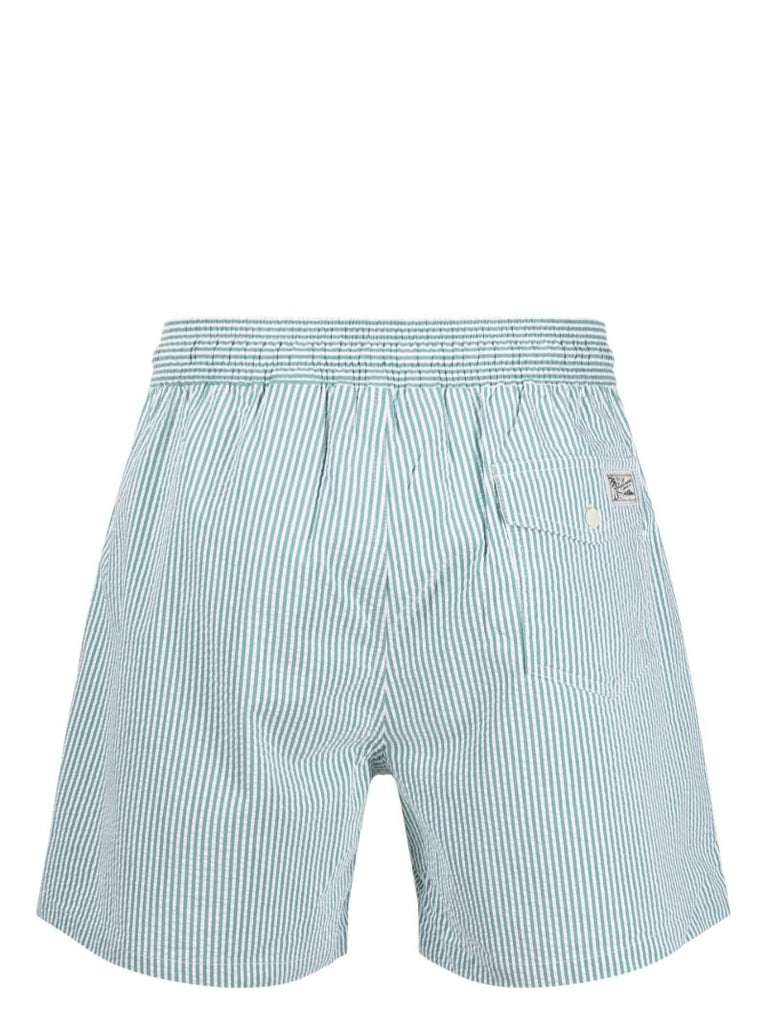 Green Traveler Striped Swim Shorts