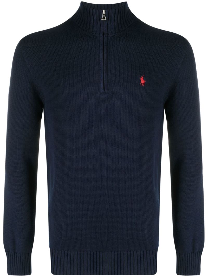 Blue Cotton Polo Pony Sweater