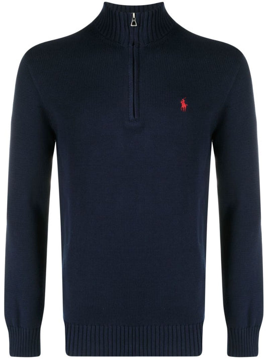 Blue Cotton Polo Pony Sweater