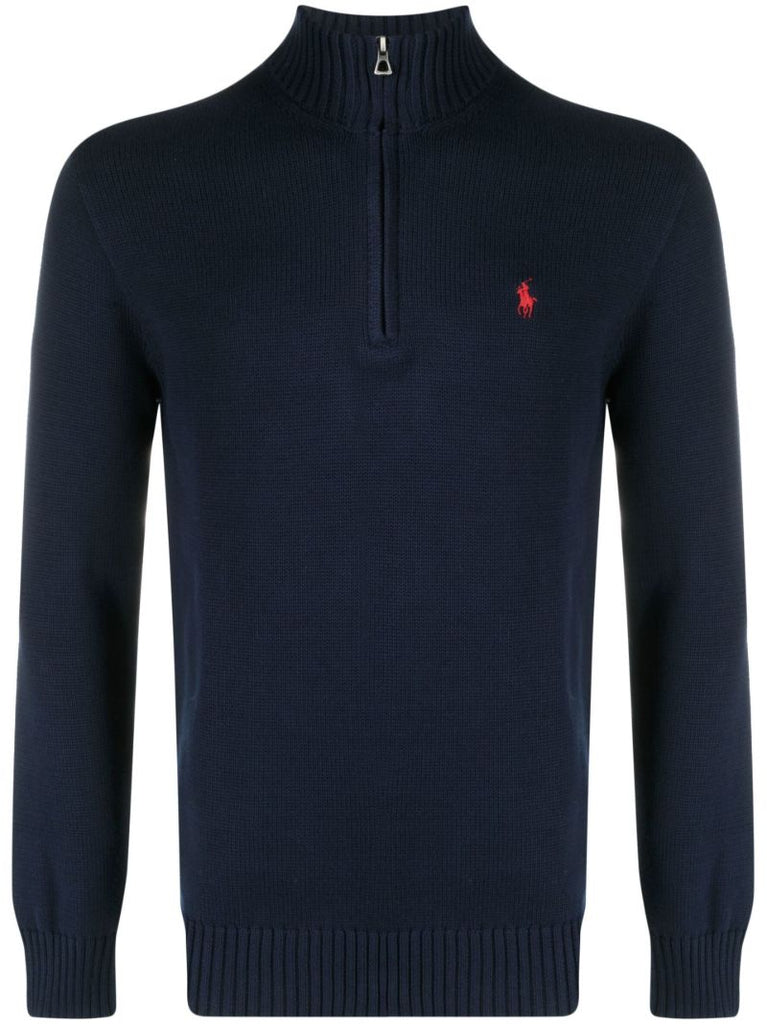 Blue Cotton Polo Pony Sweater