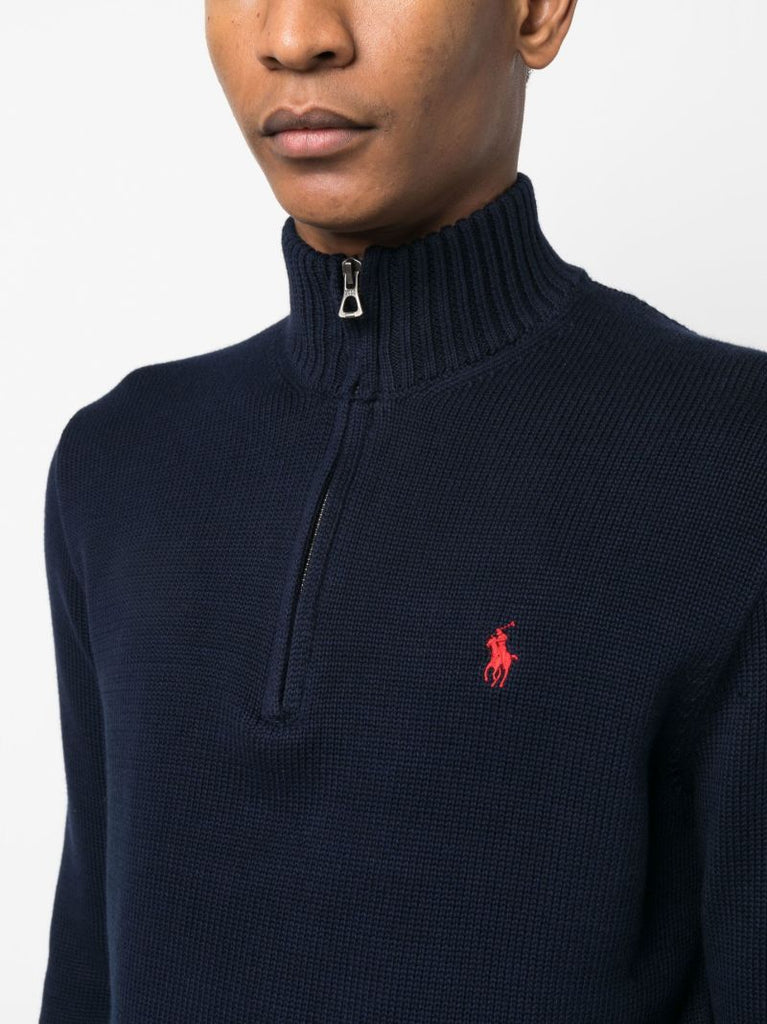 Blue Cotton Polo Pony Sweater