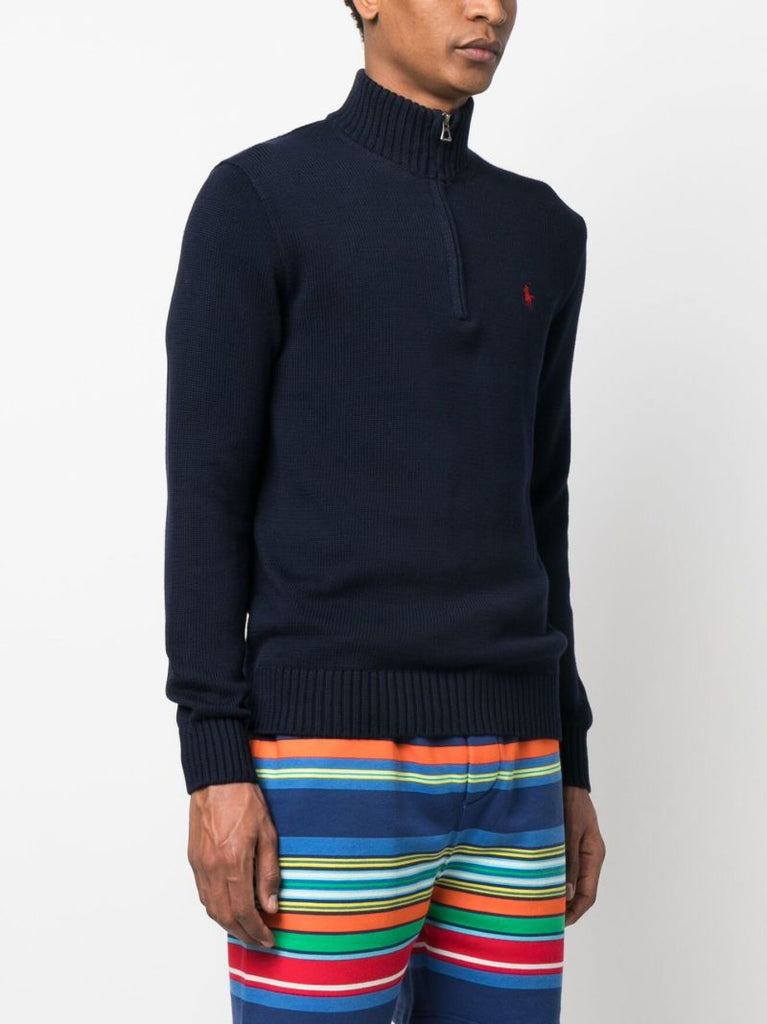 Blue Cotton Polo Pony Sweater