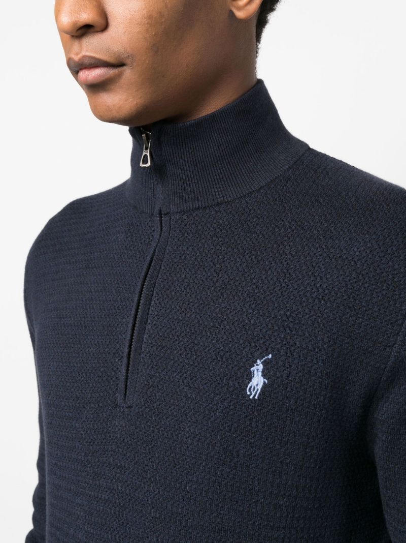 Blue Polo Pony Embroidered Cotton Sweater