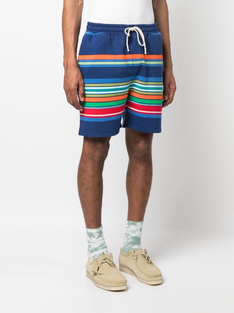 Blue Striped Drawstring Shorts