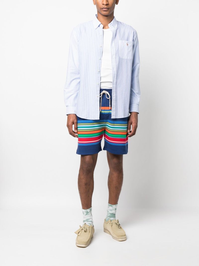 Blue Striped Drawstring Shorts