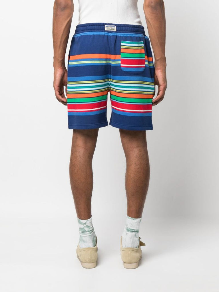 Blue Striped Drawstring Shorts