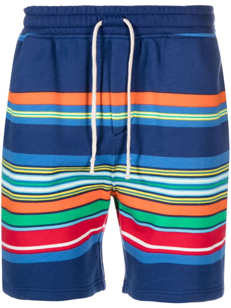 Blue Striped Drawstring Shorts