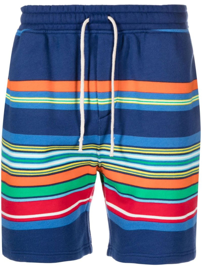 Blue Striped Drawstring Shorts