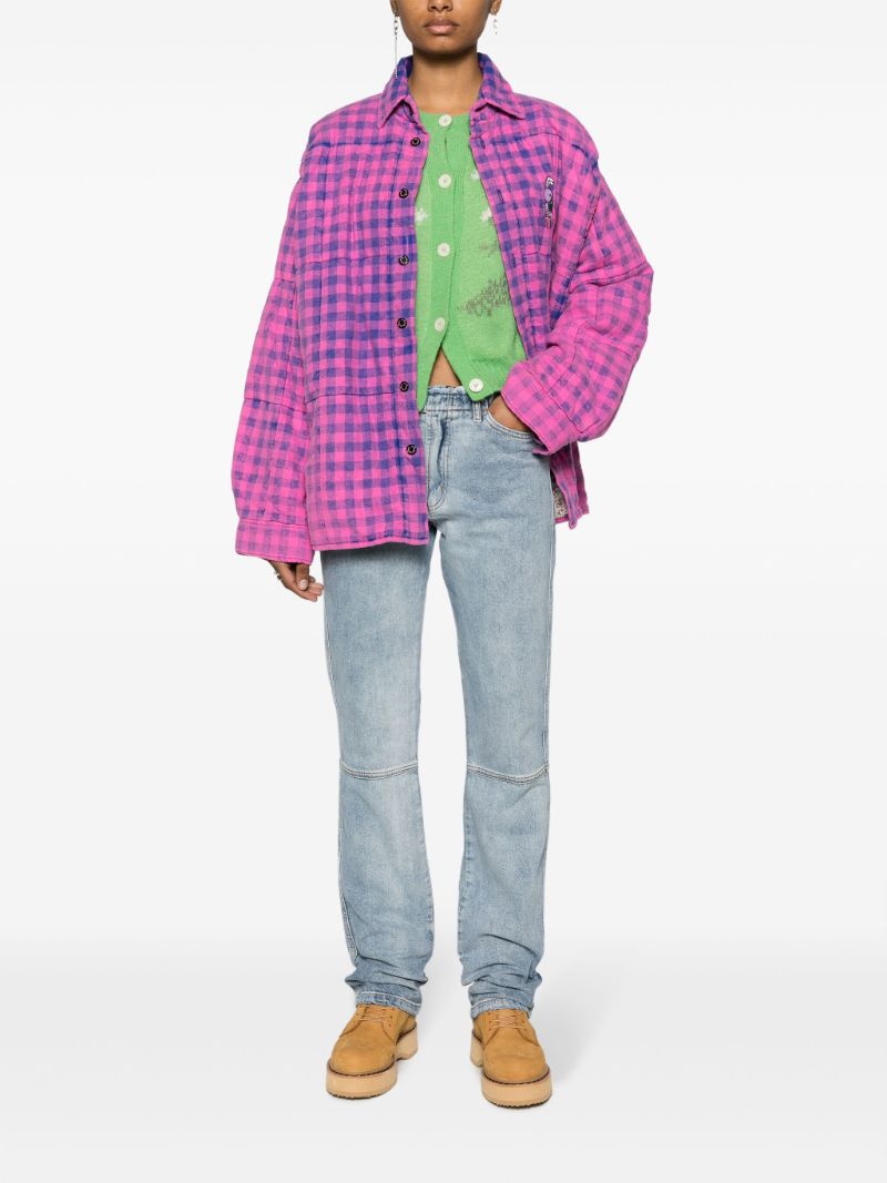 Blue Frayed Straight-leg Jeans