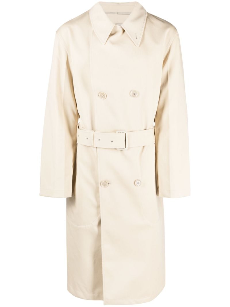 Neutral Military Double-breasted Trench Coat