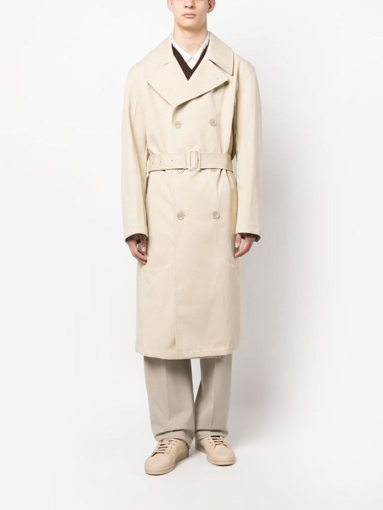 Neutral Military Double-breasted Trench Coat